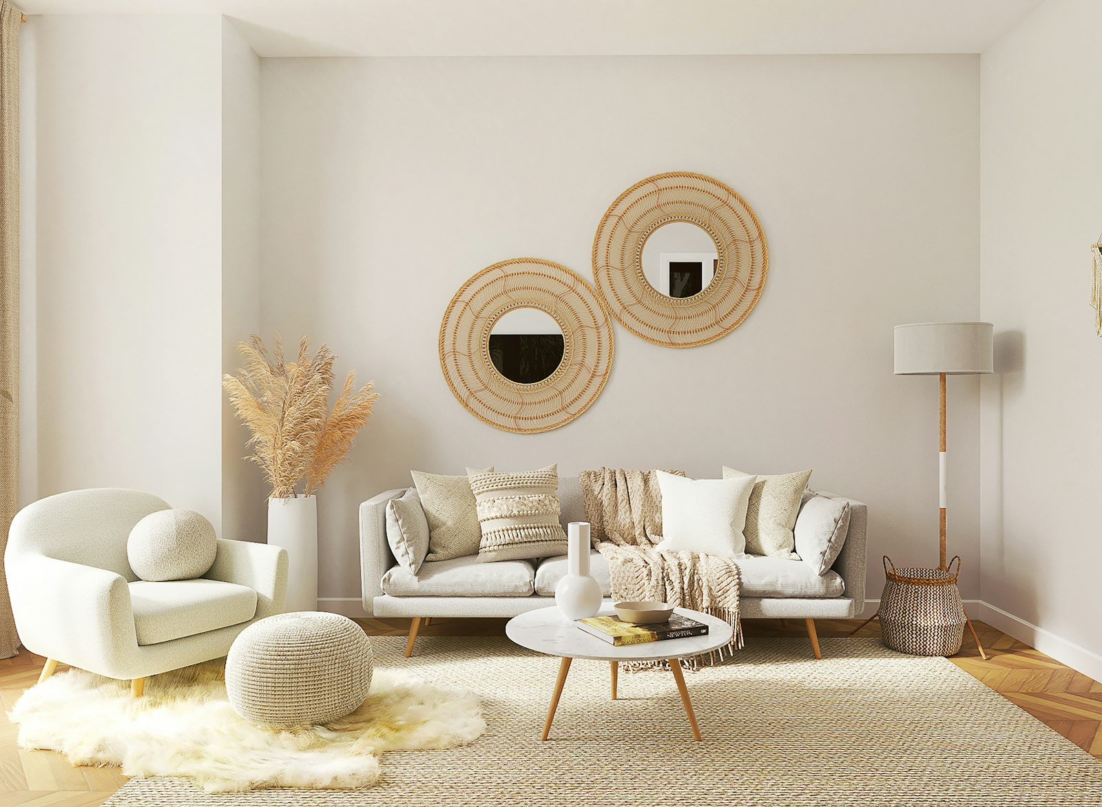 Styled living room with curated décor